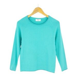 Zenana Viscose Turquoise Round Neck Sweater